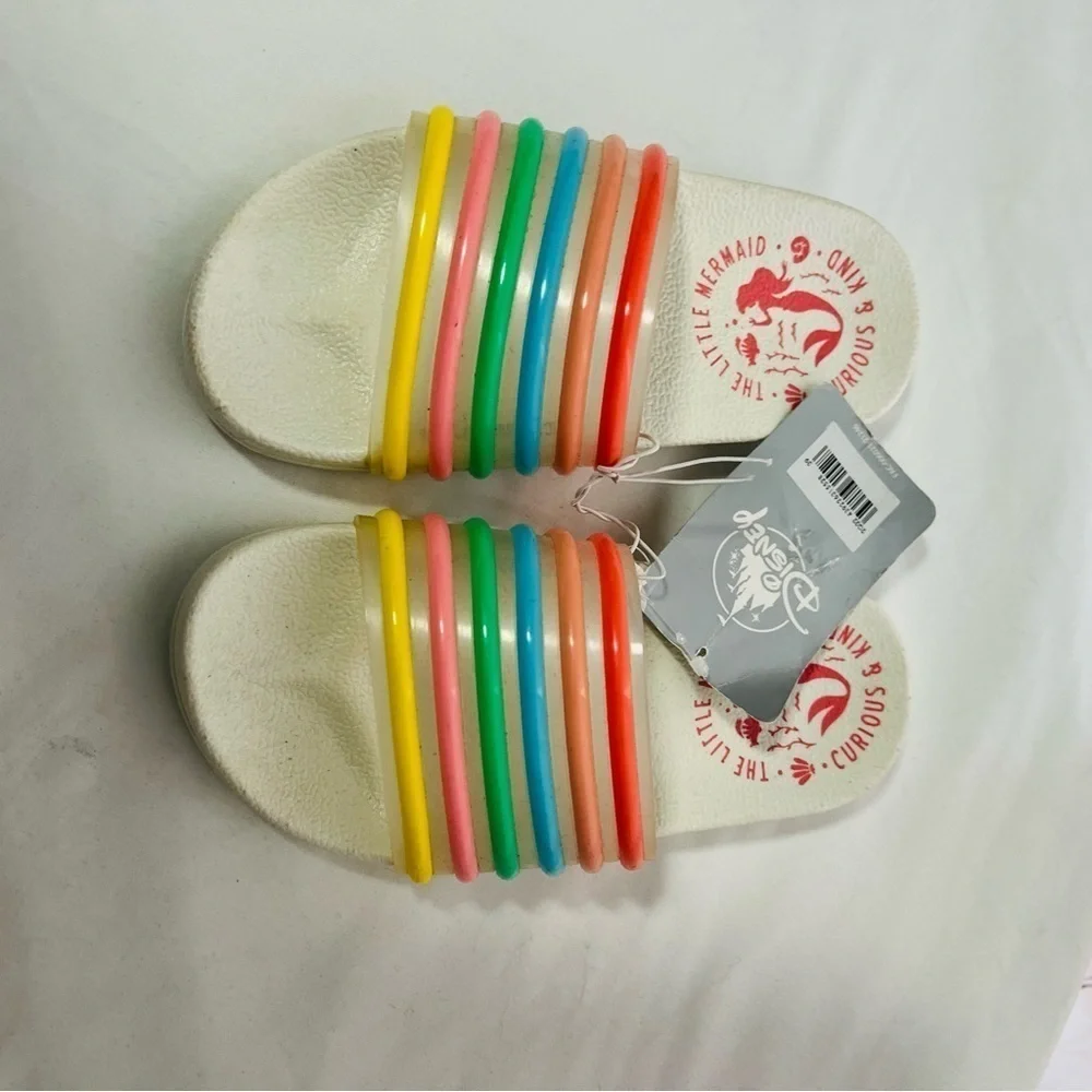 Disney Girls 11/12 Little Mermaid Slide Sandals Colorful “Curious & Kind” NWT